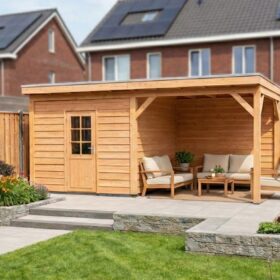 Half dicht incl. deur en open met achterwand