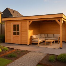 Half dicht incl. deur en open met achterwand