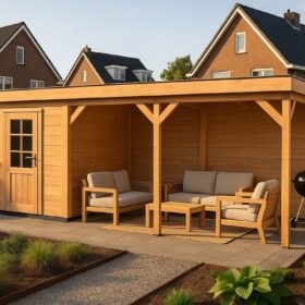 Combinatie 5 half dicht incl. deur en open met achterwand